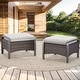 preview thumbnail 86 of 174, Pocassy Outdoor Patio Furniture Set 2PCS Ottomans - Brown Rattan - Beige Cushion