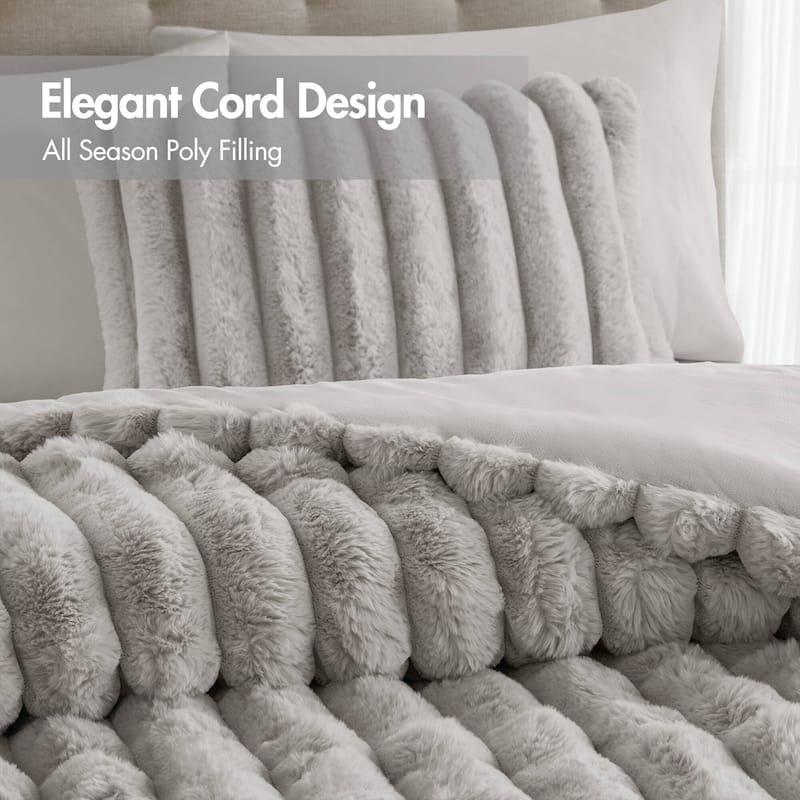 Madison Park Jasmine Ultrasoft Faux Fur Ribbed Comforter Set