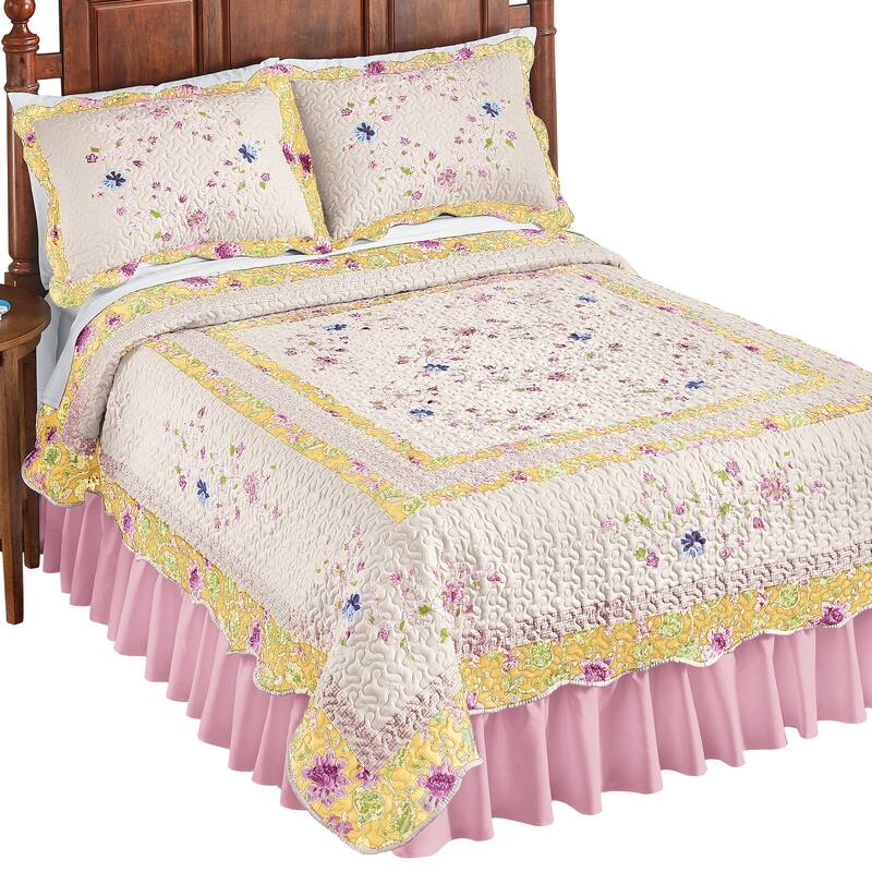 Felicity Floral Diamond Microfiber Quilt