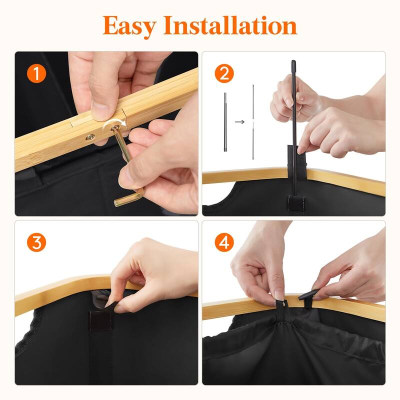 150L Laundry Basket with Lid, Clothes Hampers with Bamboo Handles and 2 Removable Laundry Bags,Large Foldable Laundry Hamper