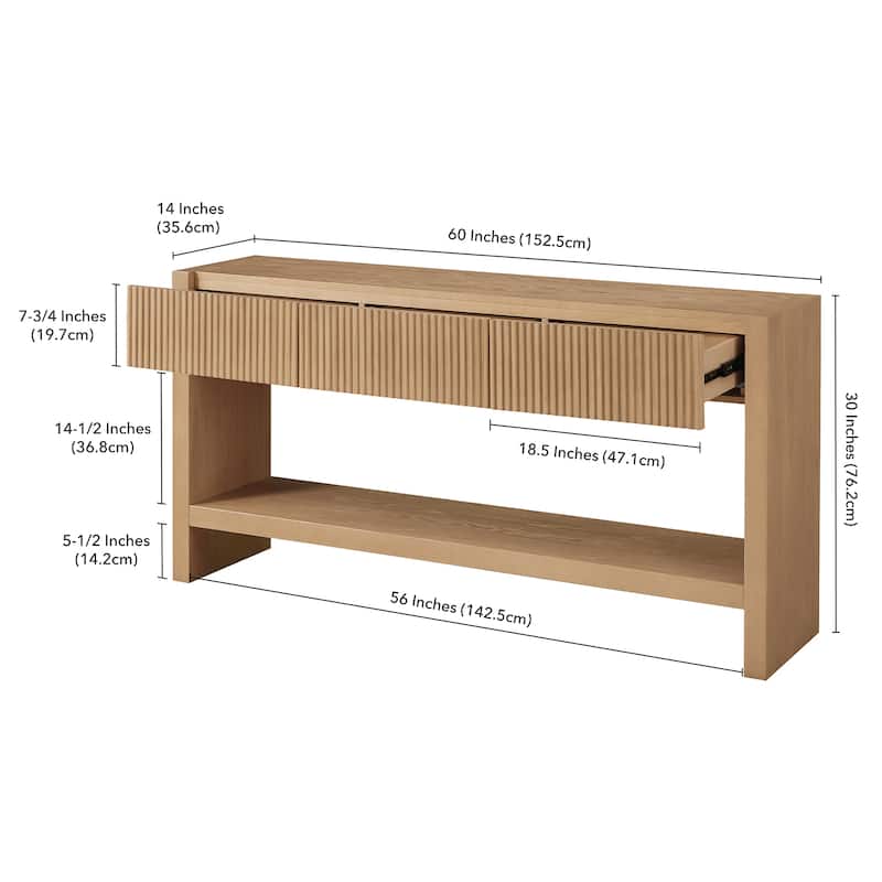 Manzanita 60" Wide Rectangular Solid Wood Fluted Console Table - 60" Wide