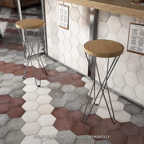 SomerTile Heritage Hex Wine 7" x 8" Porcelain Floor and Wall Tile. Opens flyout.