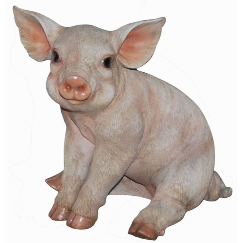 10" Small Sitting Pig Outdoor Garden Statue