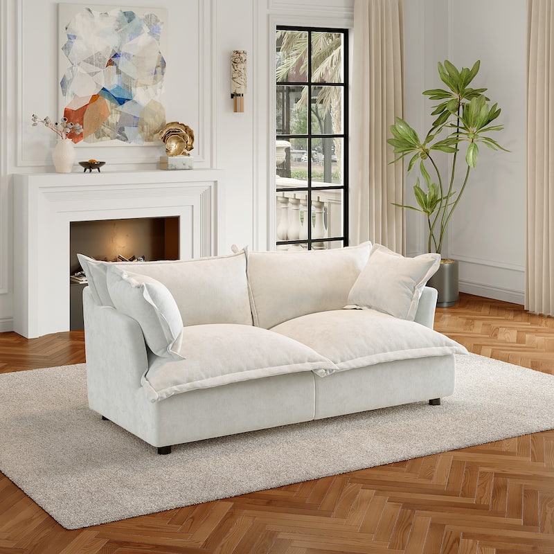 Cloud Chenille Upholstered Modular Sectional Sofa - Beige-2 piece