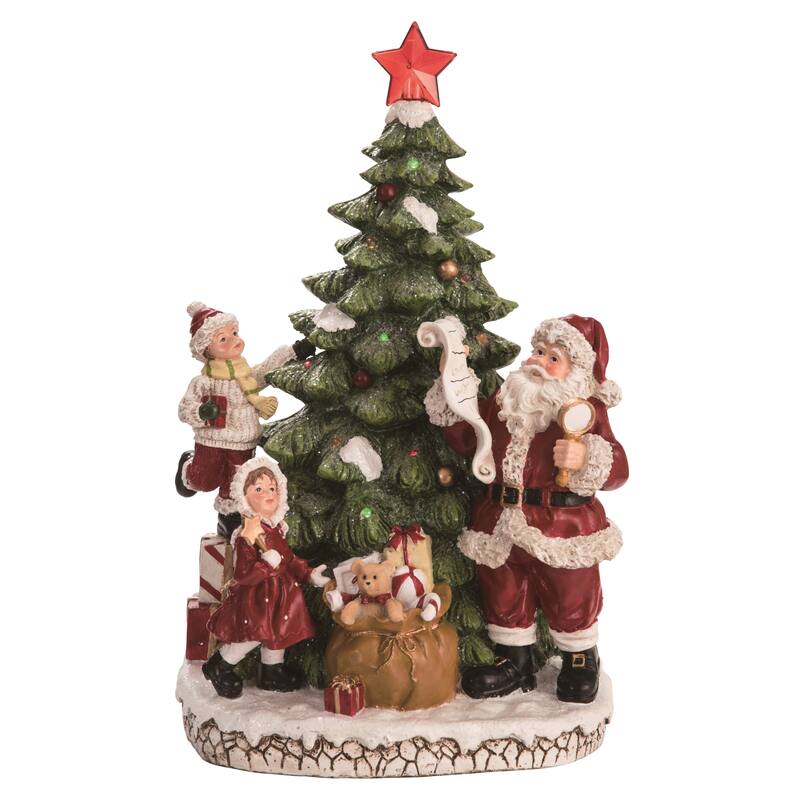 Transpac Ceramic 16.75 in. Multicolor Christmas Light Up Tree with Santa