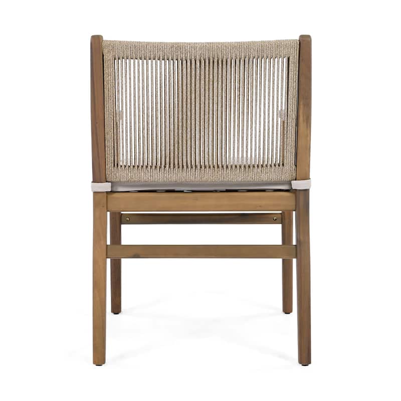 Light Brown Armchairs Outdoor Dining Chairs with Rope Back, Patio Chairs Set of 2 Coffee Chair Reading Chair