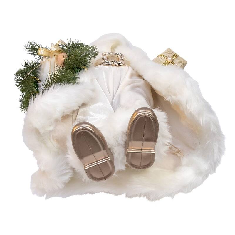 Kurt Adler 18-Inch Kringles Cream Santa with Gift and Wreath