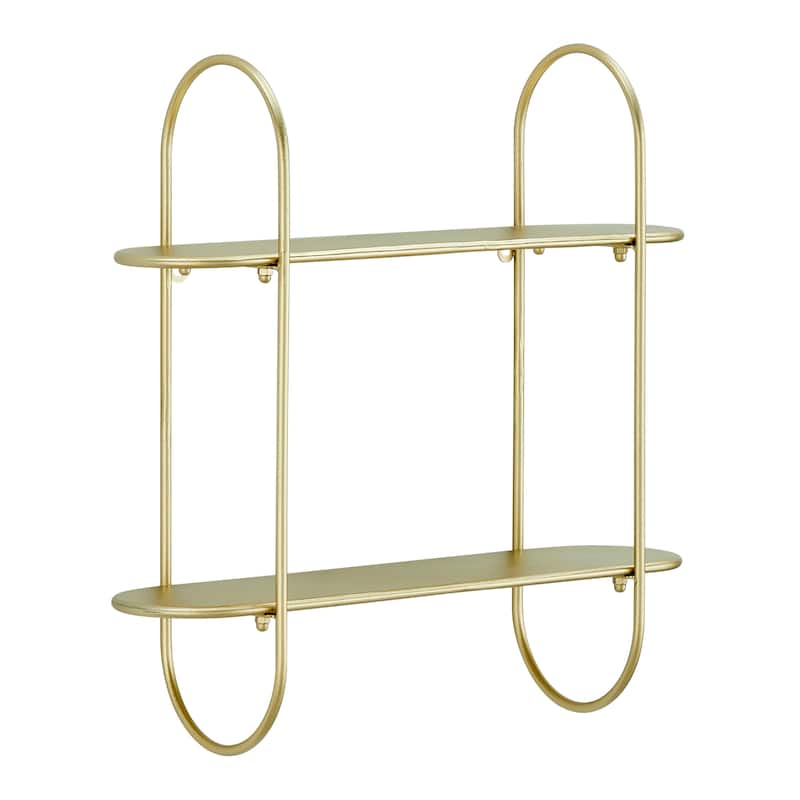 Danya B. Two-Tier Warm Gold Metal Hanging Bracket Wall Mounted Shelf