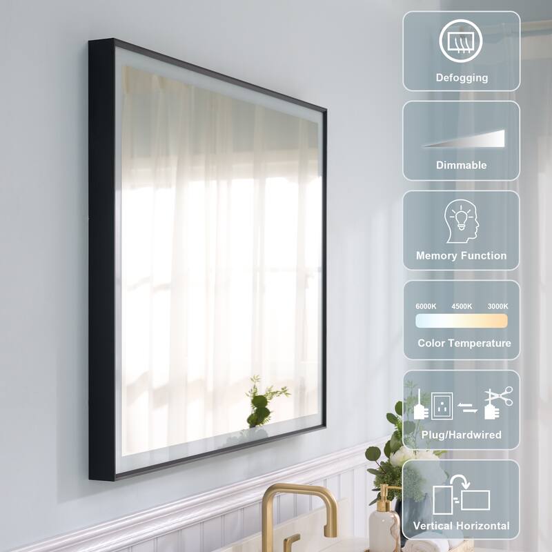 Wall Mounted Bathroom Heavy Duty Framed LED Mirror With bright light And And Memory Function