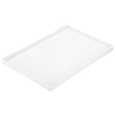 10" x 13.4" Small White Mini Tray Plastic Rectangular Wooden Serving Trays White