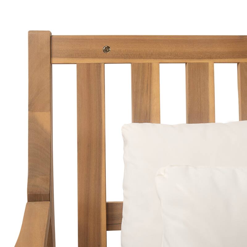 Outdoor Acacia Double Daybed Sunbed with Four Pillows