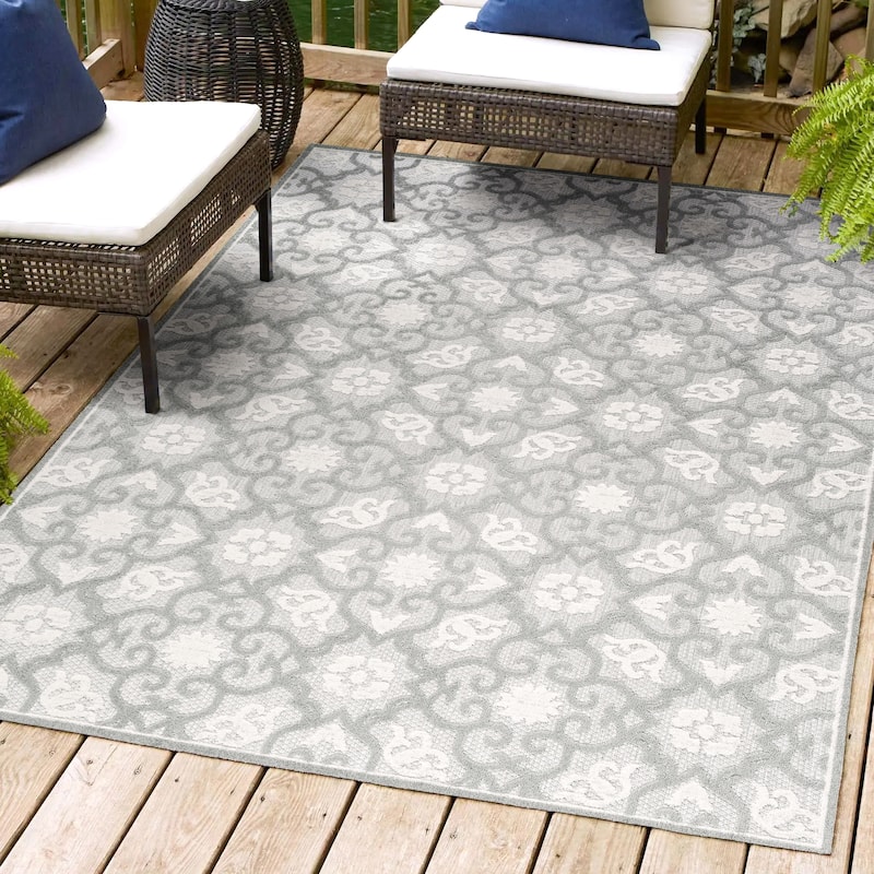 JONATHAN Y Crisantemo Tile Trellis High-Low Indoor/Outdoor Area Rug