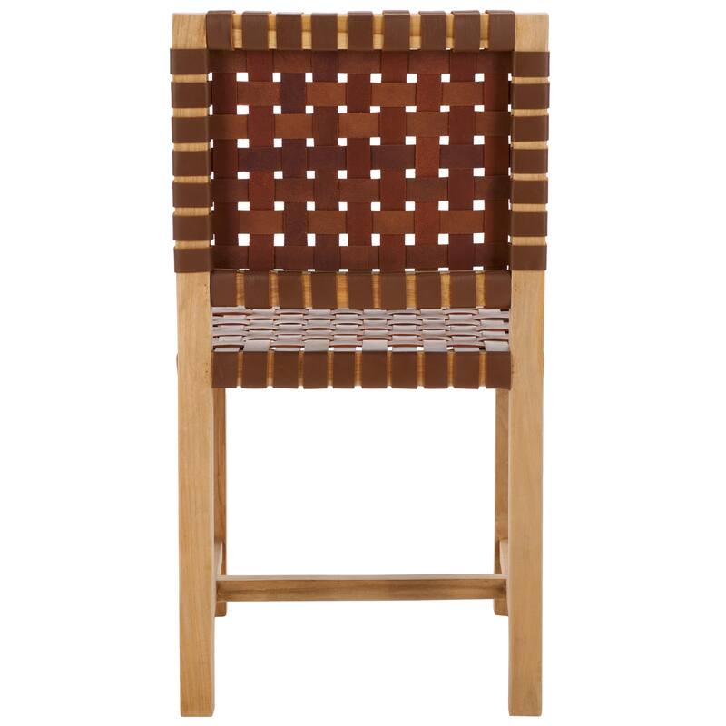 SAFAVIEH Arlene Solid Wood & Leather Dining Chair (Fully Assembled) - 18.3 In. W x 20.3 In. D x 33.7 In. H - 18Wx20Dx34H