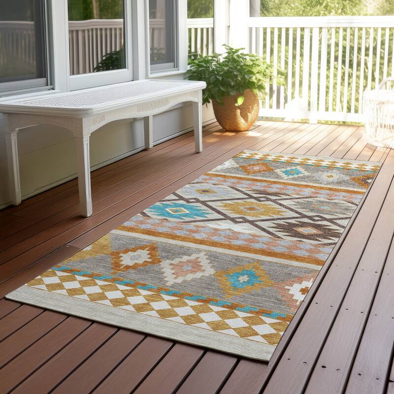 Machine Washable Indoor/ Outdoor Global Clemente Chantille Rug - Beige - 2'3" x 7'6"