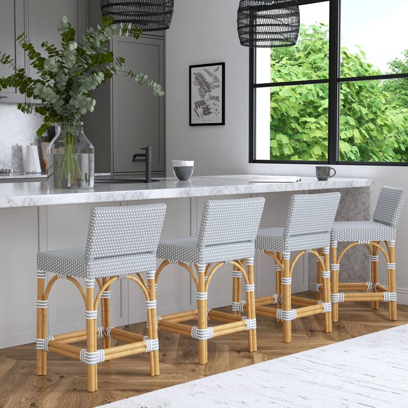 Serienna 24.5"H Seat Rattan Low Back Counter Stool
