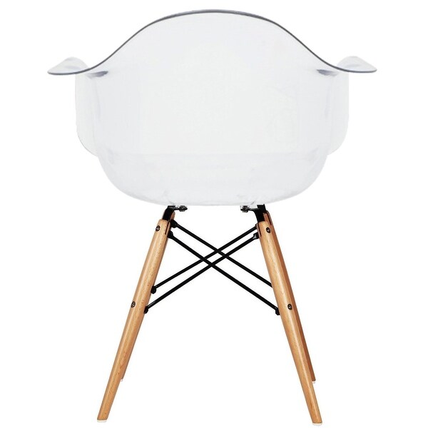 Plastic Chair Armchair With Arms Transparent Natural Wood Legs