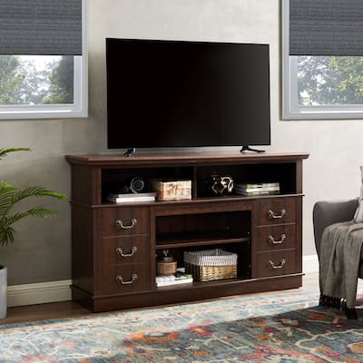 Traditional TV Media Stand Farmhouse Rustic Entertainment Console for TV Up to 65" with Open and Closed Storage Space,Espresso