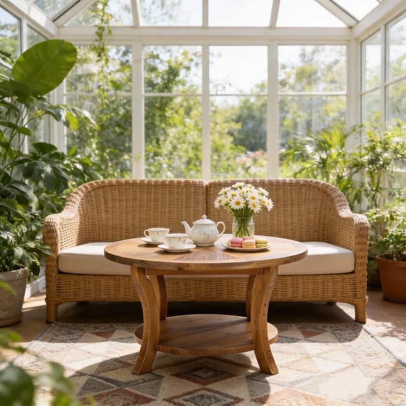 Round Solid Wood Coffee Table