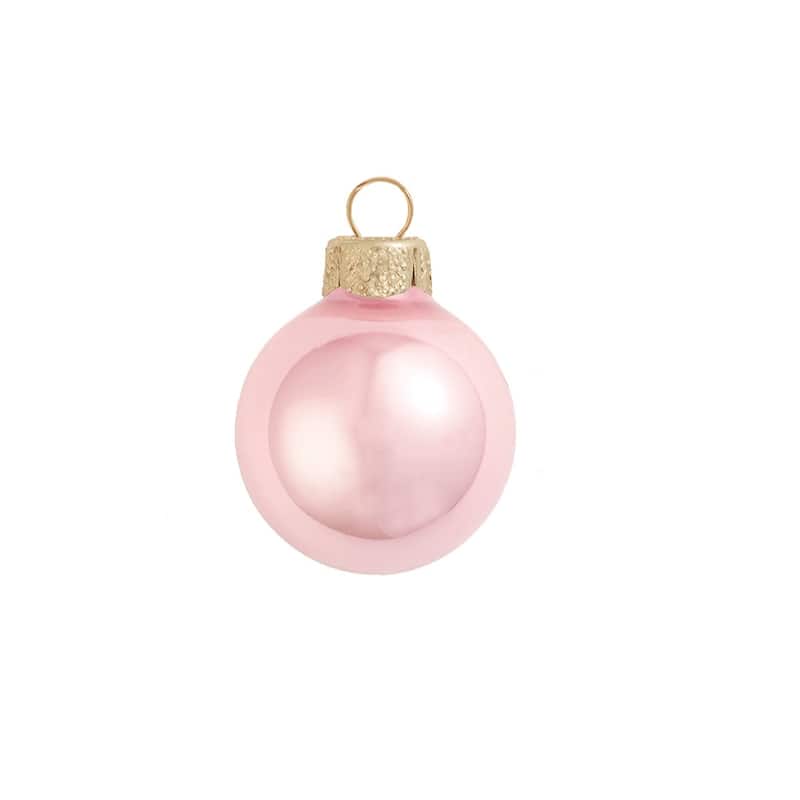 12ct Pale Pink Pearl Finish Glass Christmas Ball Ornaments - 2.75" (70mm)