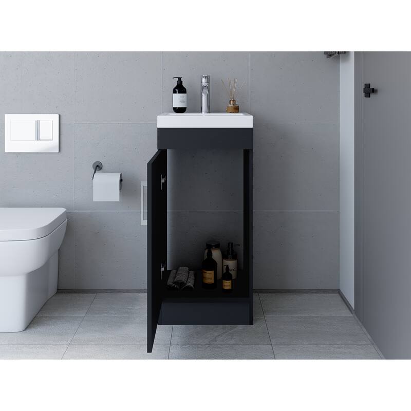 Single Door Cabinet with Interior Shelf, Metal Handle, and Durable Construction, 34.65" Tall - 12.99in L Particle Board
