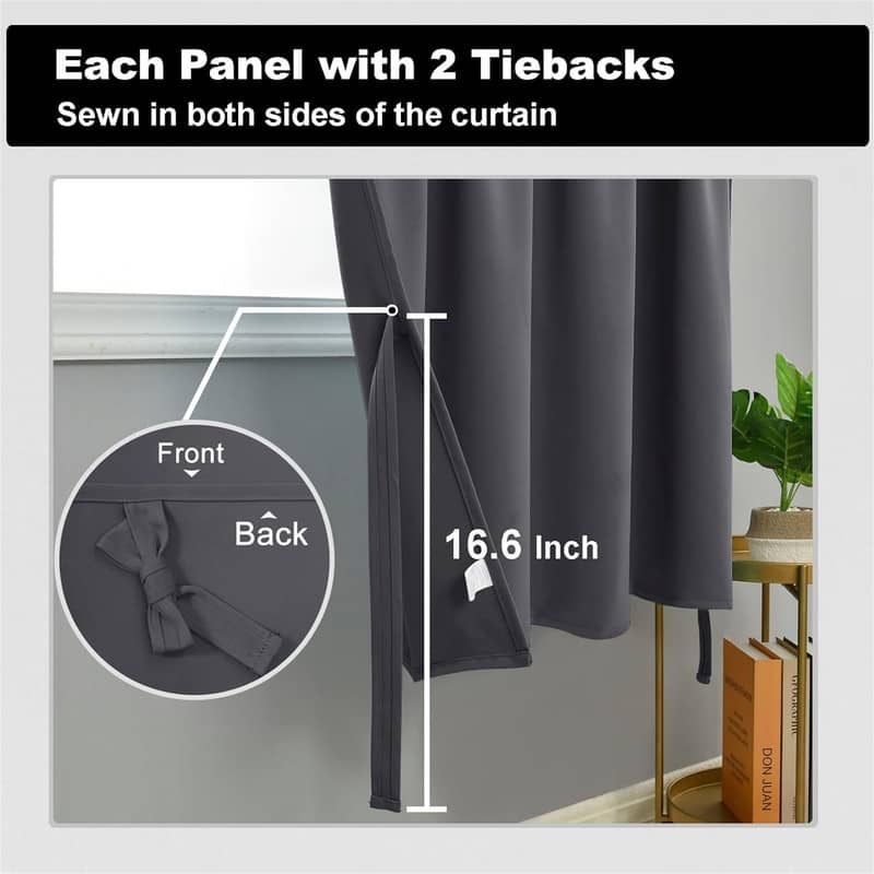 Dark Grey Tier Curtains 42x36" Bathroom Kitchen