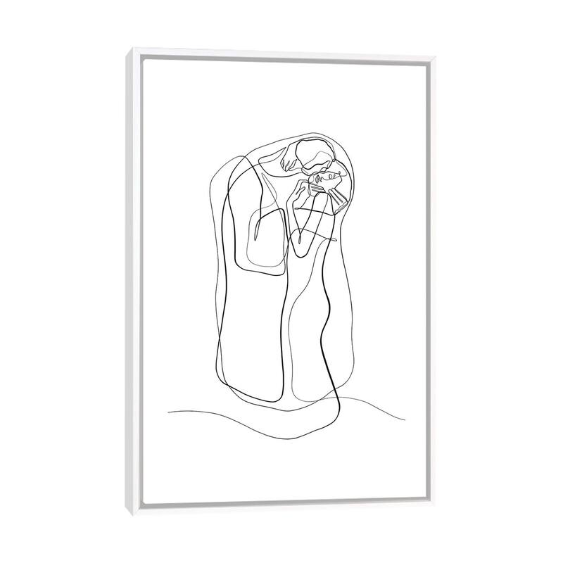 iCanvas "Gustav Klimt - The Kiss With One Line" by Dane Khy Framed Canvas Print - White - 48x32