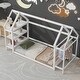 preview thumbnail 12 of 14, Functional Twin Floor Bed with House Roof Frame, Storage Stands, Clothes Hangers