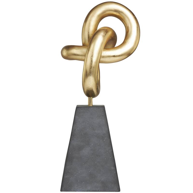 Polystone Abstract Sculpture with Gray Pyramid Base - Gold - Roche River Decor