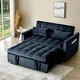 preview thumbnail 2 of 27, 3 in 1 Velvet Sofa Bed with Adjustable Backrest Black