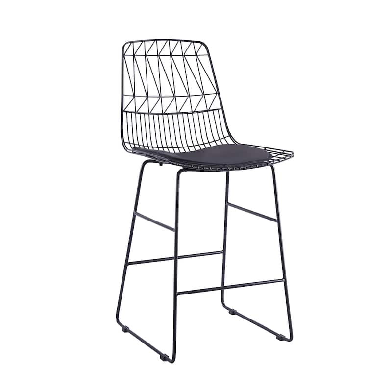 Porthos Home Asa Geometric Metal Counter Stools with PU Leather Seat Pad, Set of 2