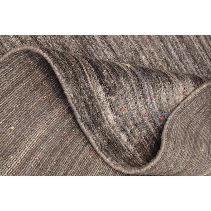 Hand Knotted Oriental Viscose Silk Carpet Tribal Animal Pictorial Greys & Charcoal Gabbeh Area Rug - 11' 7'' X 8' 0''