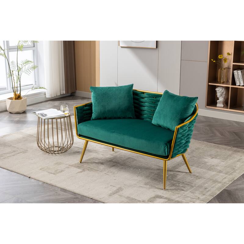 luxhomez Velvet Accent Chair Armsofa Tufted Sofa with Metal Frame for Living Room Bedroom Office Balcony Beige