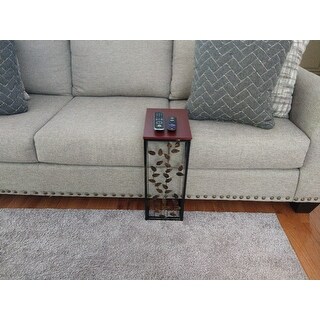 Top Product Reviews For Etna Sofa Side End Table Small Metal Leaf Design Base W Dark Brown Wood Look Mdf Top C Shaped Tv Tray Slides Up To Couch 14831178 Overstock