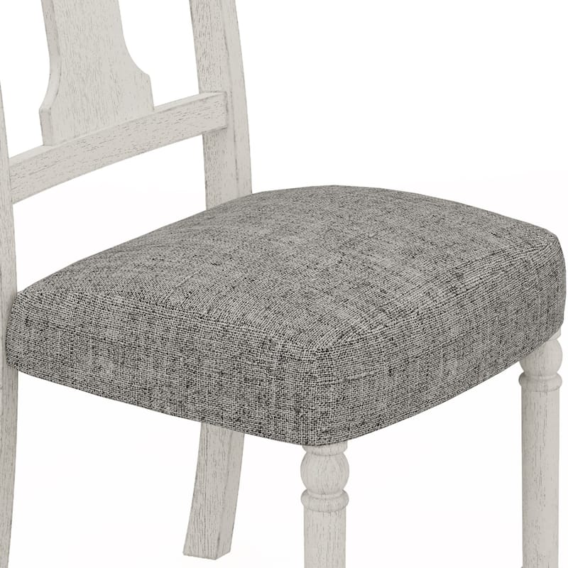 Set of 2 Upholstered White and Gray Dining Side Chair