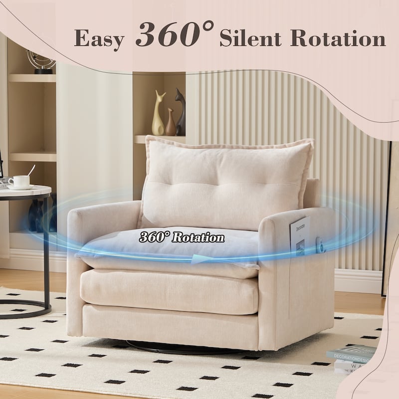 GDFStudio - Chenille 36.22" Swivel Barrel Chair