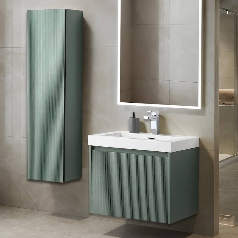 Blossom Positano 24" Floating Vanity with Sink & Side Cabinet - Aventurine Green