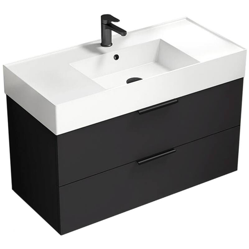 Nameeks Derin-4018-W Derin 40" Wall Mounted Single Basin Vanity Set - Matte Black - Anthracite Finish