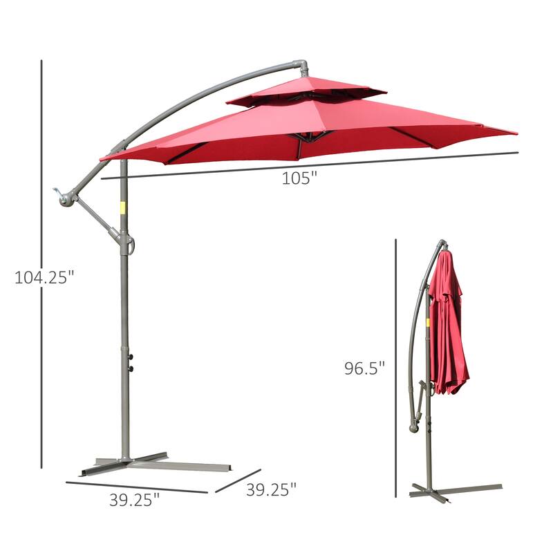 Cantilever Umbrella w/Crank Handle,Garden Patio Offset Umbrella Bed