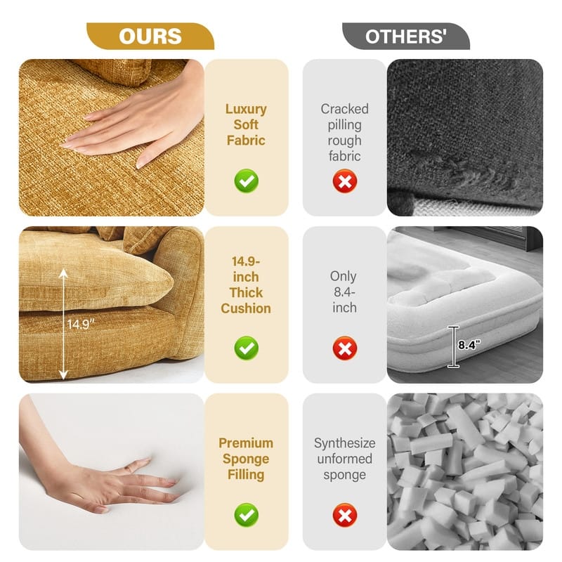 Rossetta Comfortable High Back Decorative Oversized Sofa Bed with Armrests