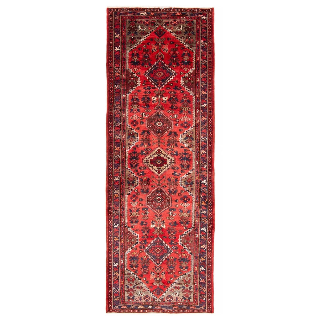 ECARPETGALLERY Hand-knotted Anadol Red Wool Rug - 3'5 x 9'7
