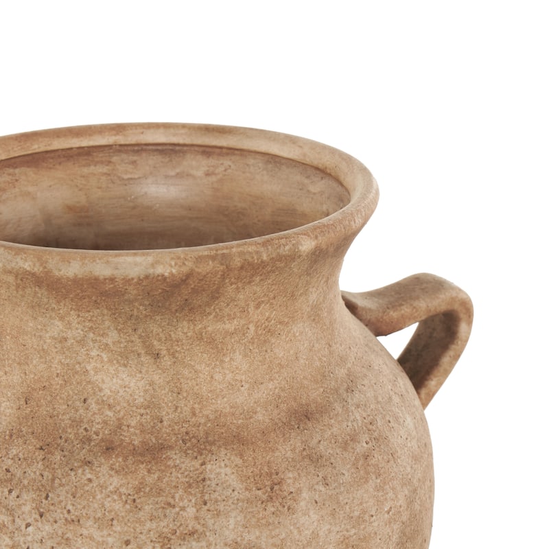 Ceramic Antique Style Textured Vase with Handles - Copper or White - Roche River Decor