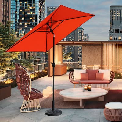 Davee Furniture 6.5 Ft Outdoor Patio Market Umbrella with Base - Orange