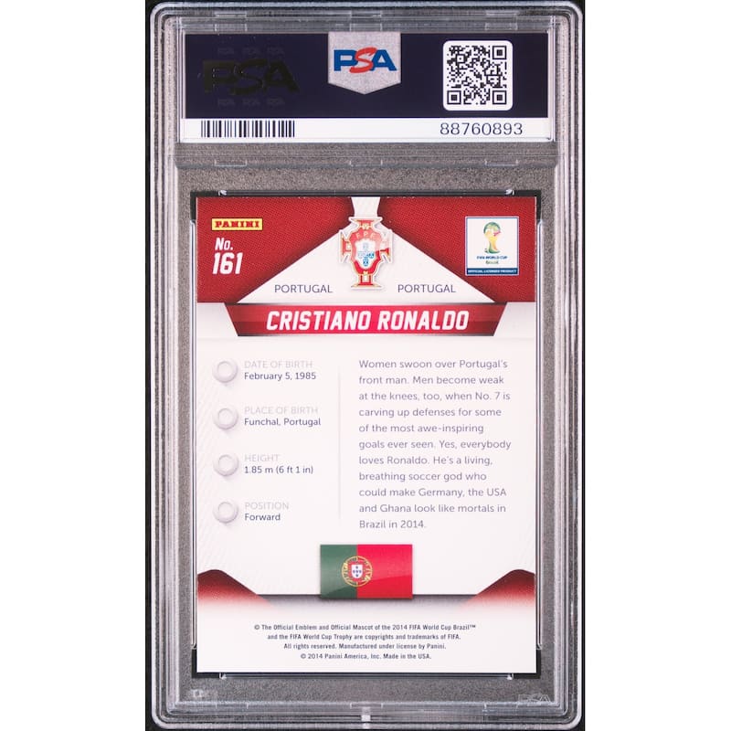 Cristiano Ronaldo 2014 Panini Prizm World Cup Card #161 PSA 9 - 8'6" x 11'6"