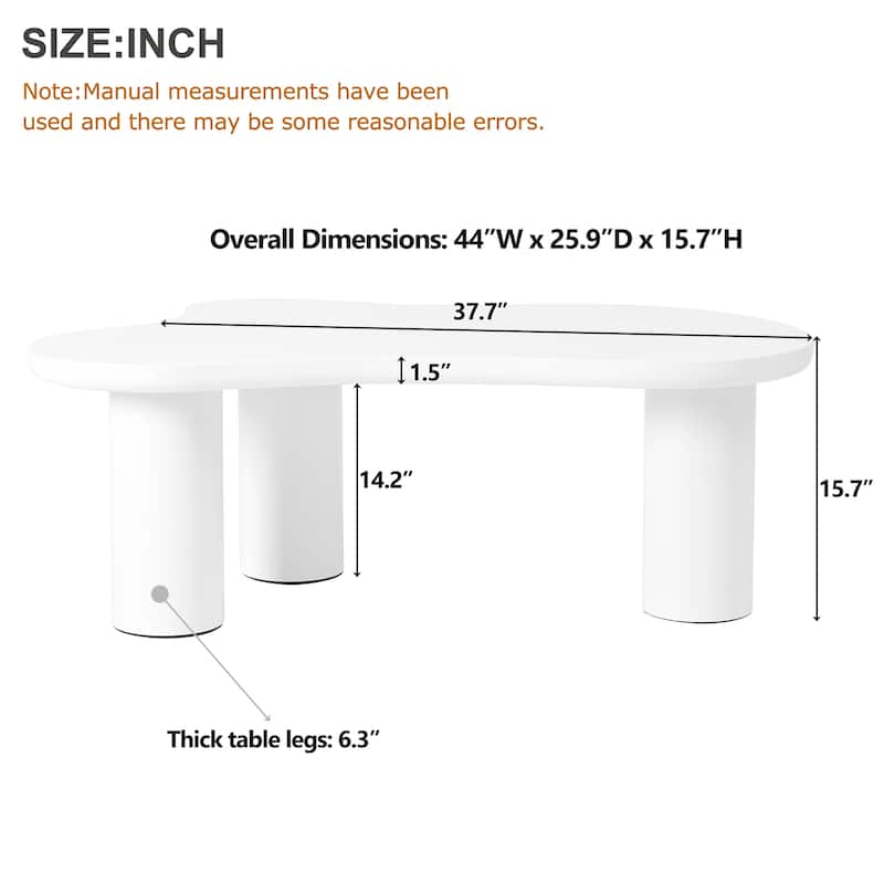 Irregular Cloud Coffee Table with 3 Sturdy Legs and Round Edge