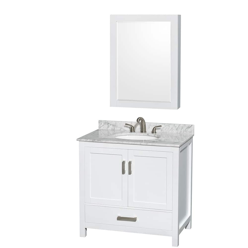 Wyndham Collection Sheffield Single Vanity Set, Medicine Cabinet