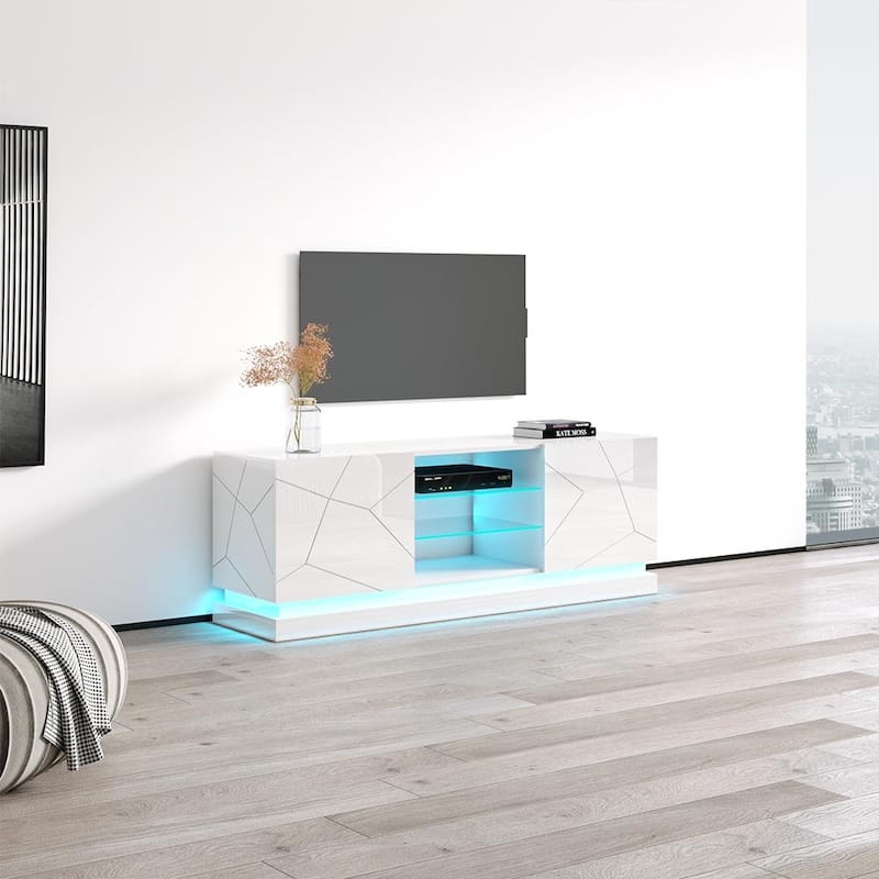 Qiu Modern Glossy White 63- OR 79-inch TV Console