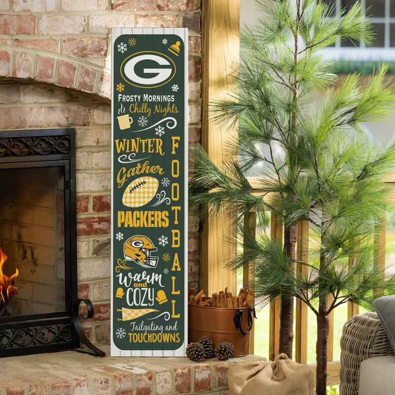47" Double Sided Seasonal Porch Leaner, Green Bay Packers - 47" x 11.25" - Winter