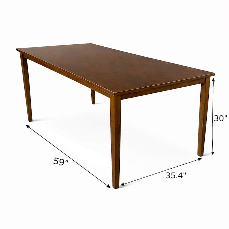 Modern 59 Inch Rectangular Dining Table, Black, White or Oak Finish, Solid Rubberwood