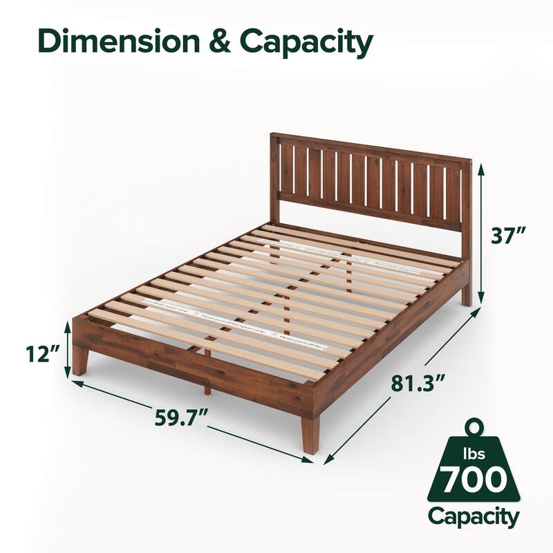 Priage by ZINUS 2-Piece Euro Box Top Hybrid Mattress and Wood Platform Bed Set