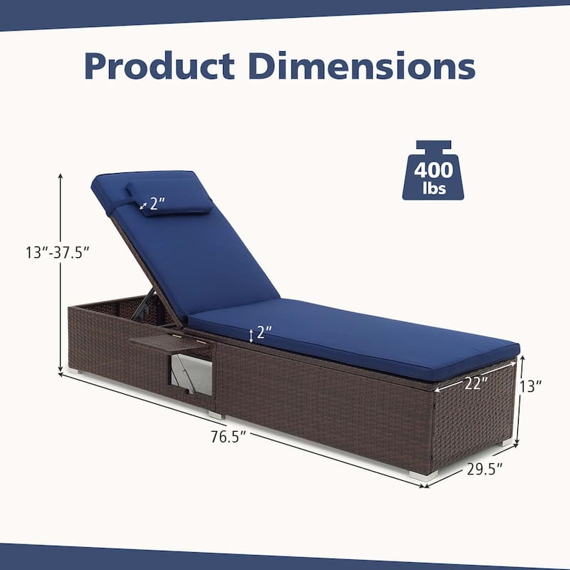 Costway 2 PCS Patio Chaise Lounge with 6-level Backrest Comfy Seat - 2 pcs